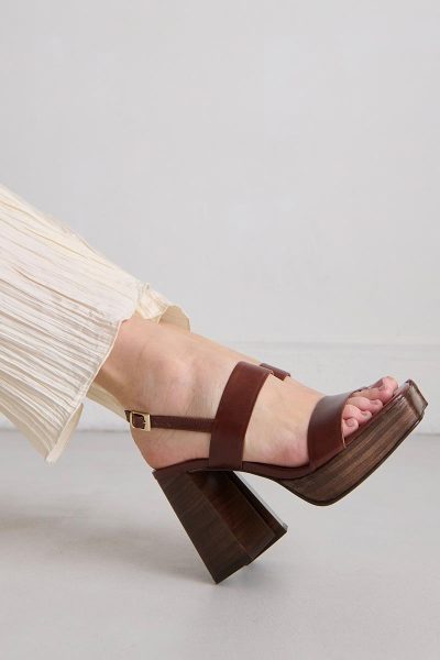 Jonak Verde Heeled Sandals, Brown Leather