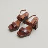 Jonak Verde Heeled Sandals, Brown Leather