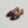 Jonak Derive Heeled Mules, Dark Brown Leather.