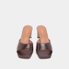 Jonak Derive Heeled Mules, Dark Brown Leather.