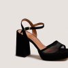 3800388-287 (5) Jonak Vapo Heeled Sandals, Black Suede and Mesh