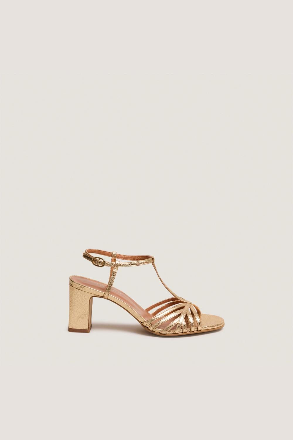 Jonak Volia Sandals, Gold Cracked Leather.