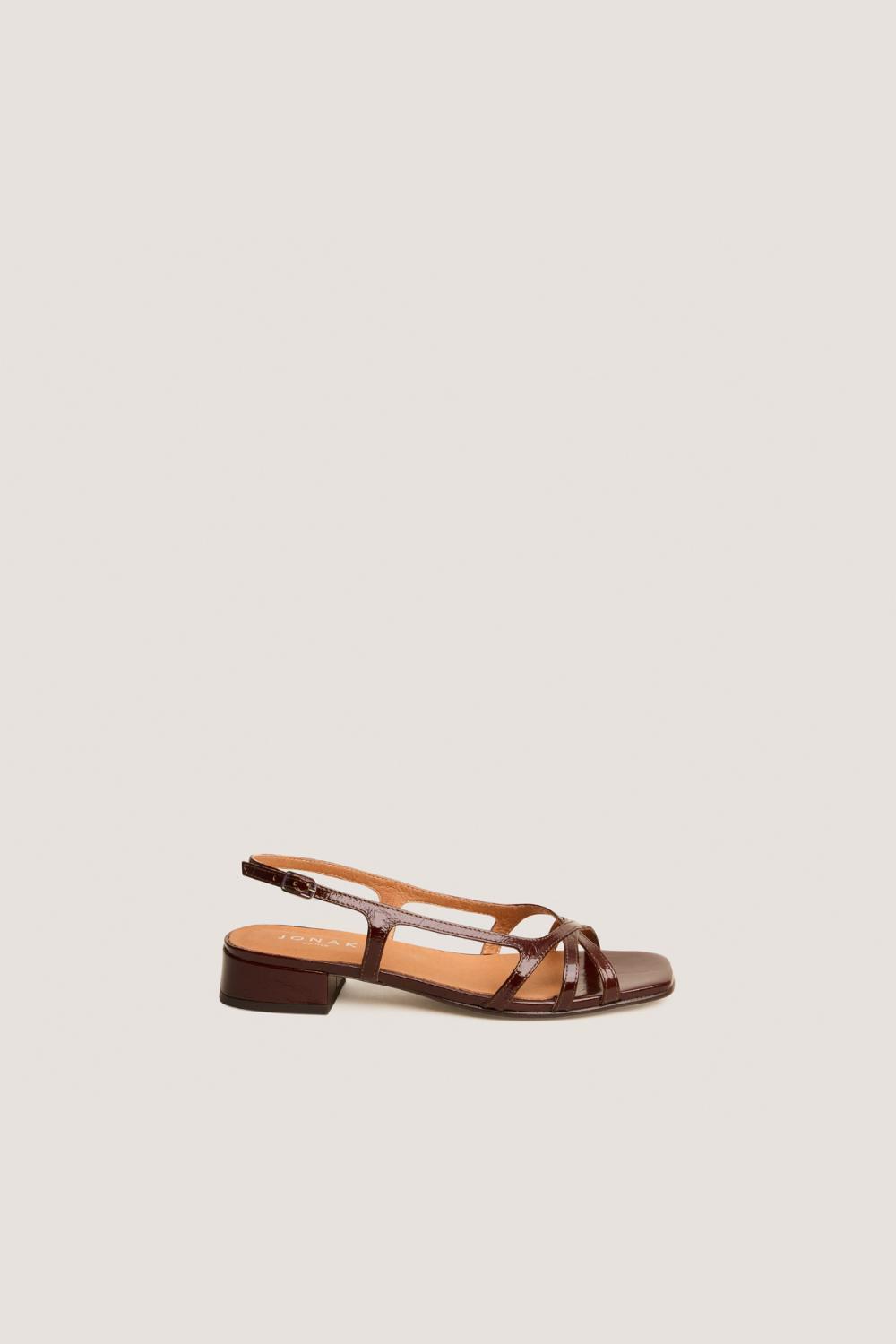 Jonak Argos Sandals, Shiny Brown Leather