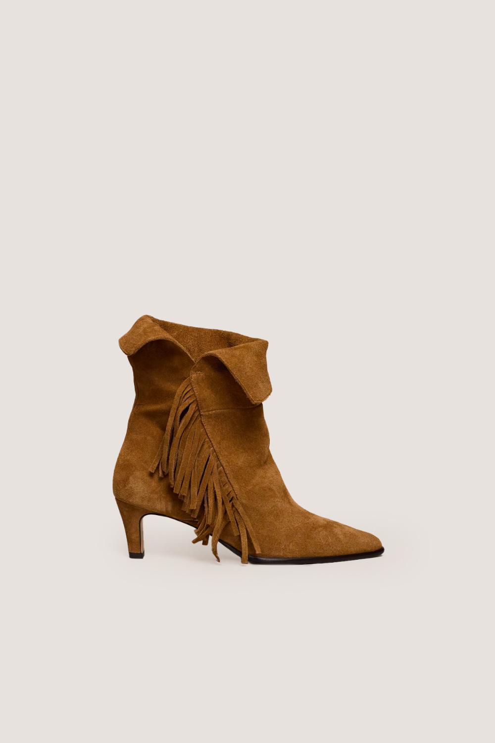 Jonak Velina Fringed Ankle Boots, Tobacco Suede