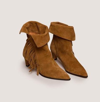 Jonak Velina Fringed Ankle Boots, Tobacco Suede