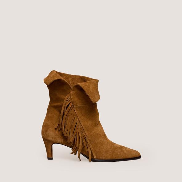 Jonak Velina Fringed Ankle Boots, Tobacco Suede