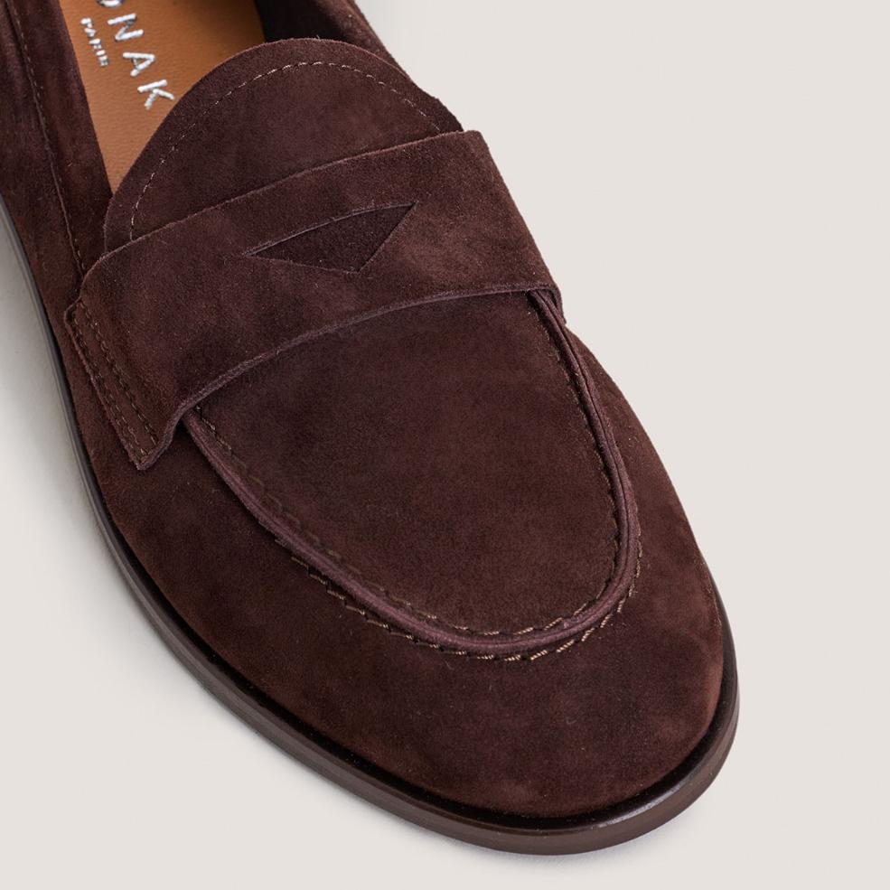 Jonak Thelma Loafers, Brown Velvet.