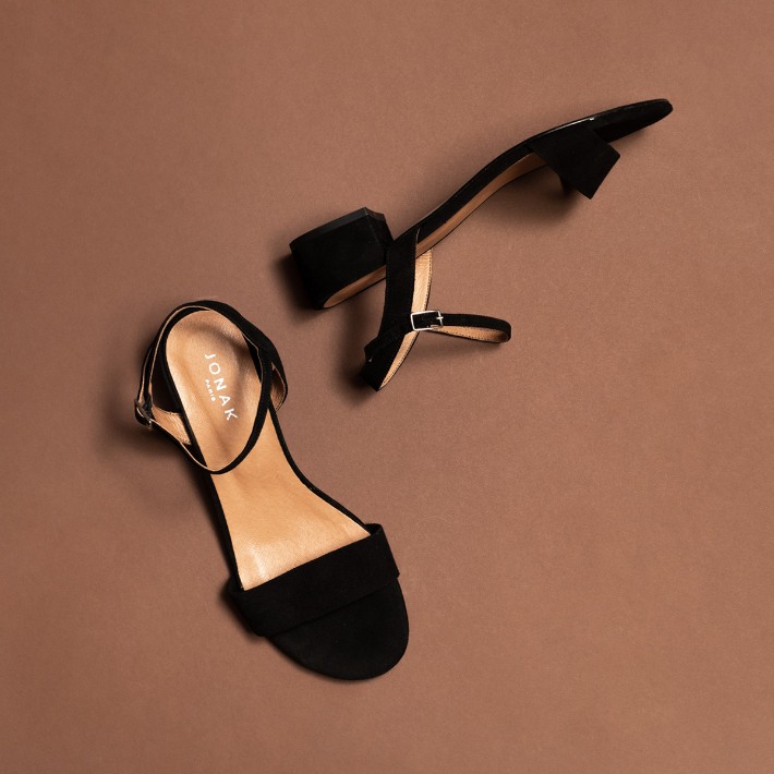 Jonak Via Heeled Sandals, Black Suede