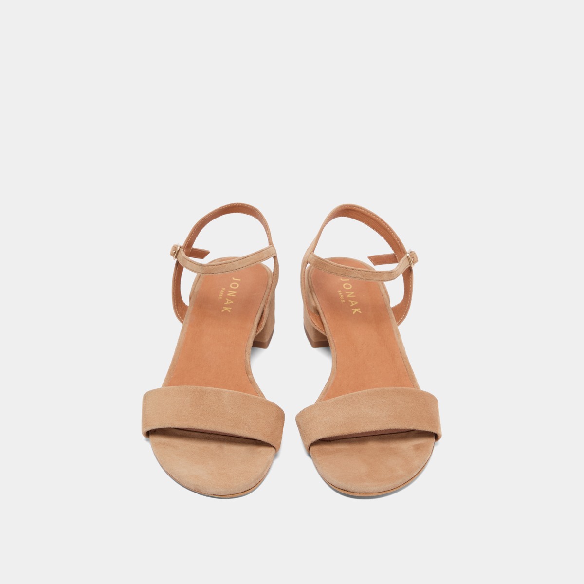Jonak Via Heeled Sandals, Camel Velvet