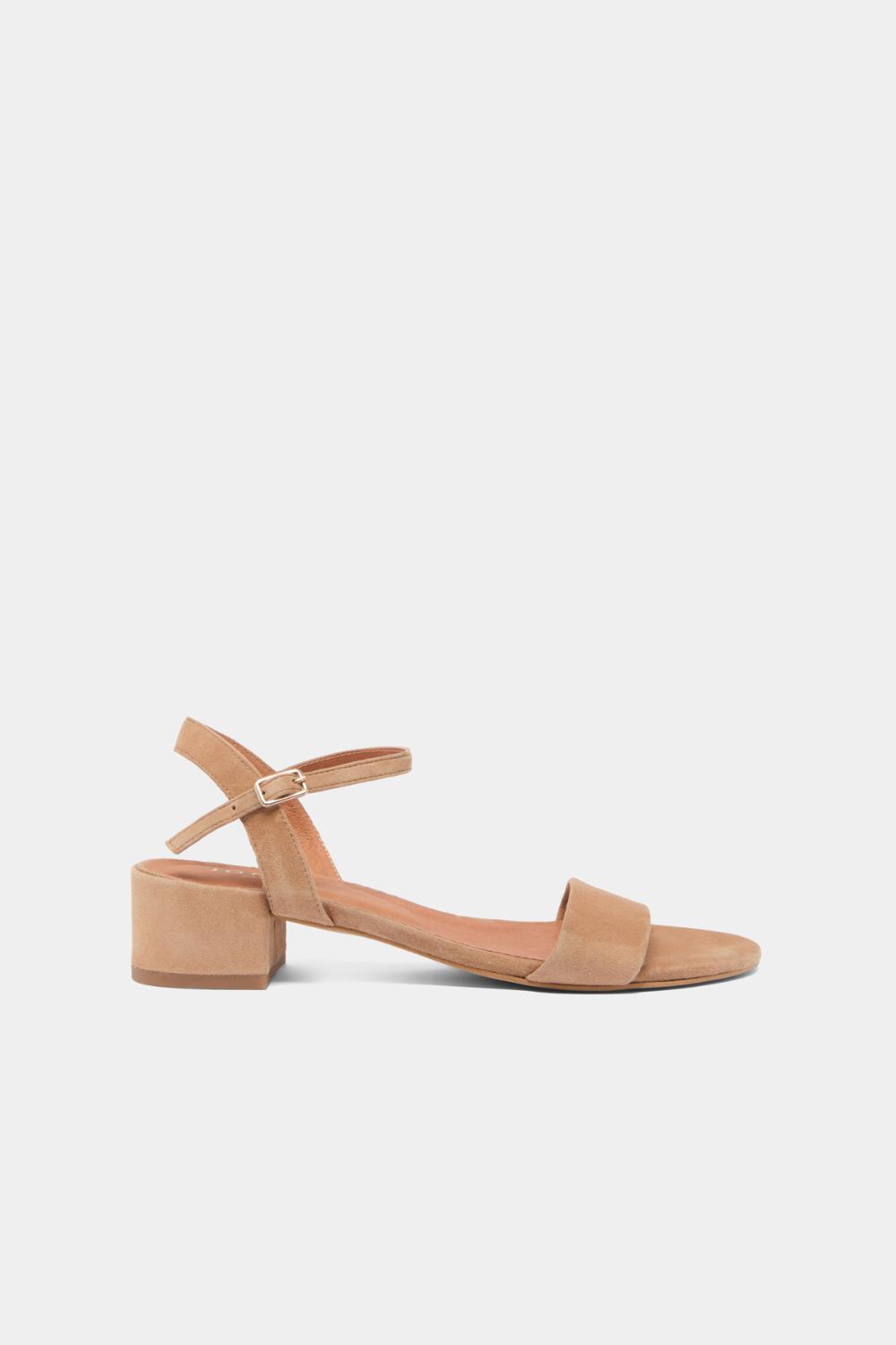 Jonak Via Heeled Sandals, Camel Velvet