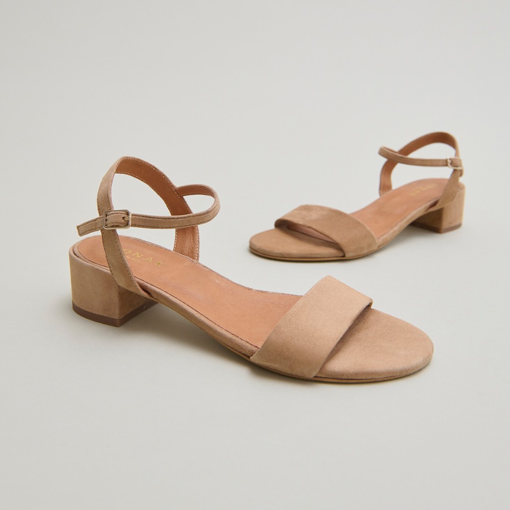 Jonak Via Heeled Sandals, Camel Velvet