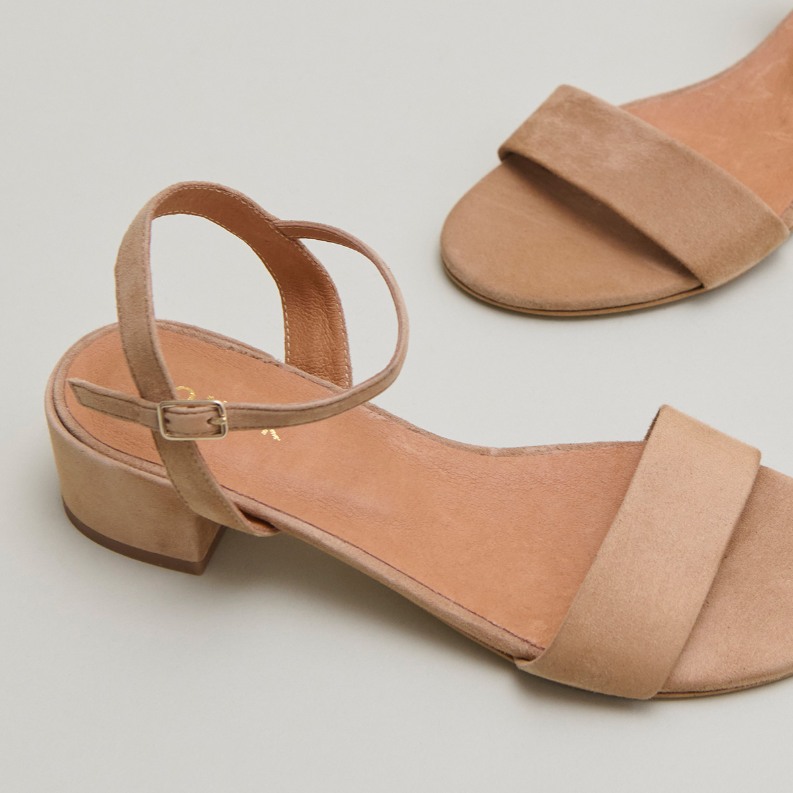 Jonak Via Heeled Sandals, Camel Velvet