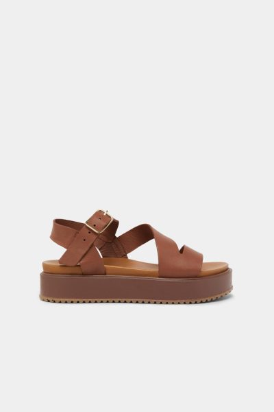 Jonak Isaure Platform Sandals, Brown Leather
