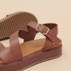 7000224-22 (5) Jonak Isaure Platform Sandals, Brown Leather