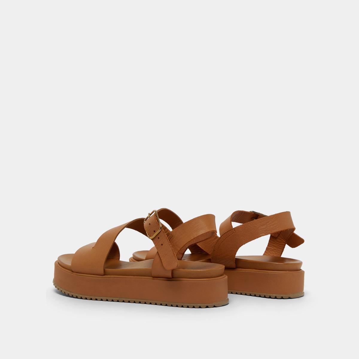 01W007437F Jonak Isaure Platform Sandals, Camel Leather.