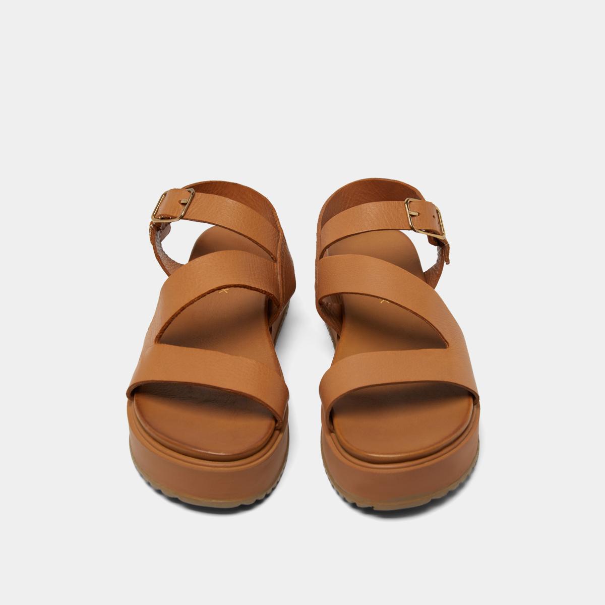 01W007437G Jonak Isaure Platform Sandals, Camel Leather.