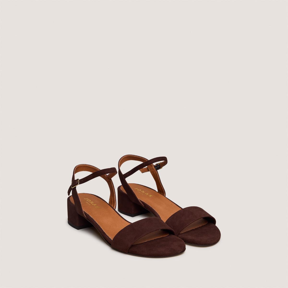 6001379-22 (2) Jonak Via Sandals, Brown Velvet