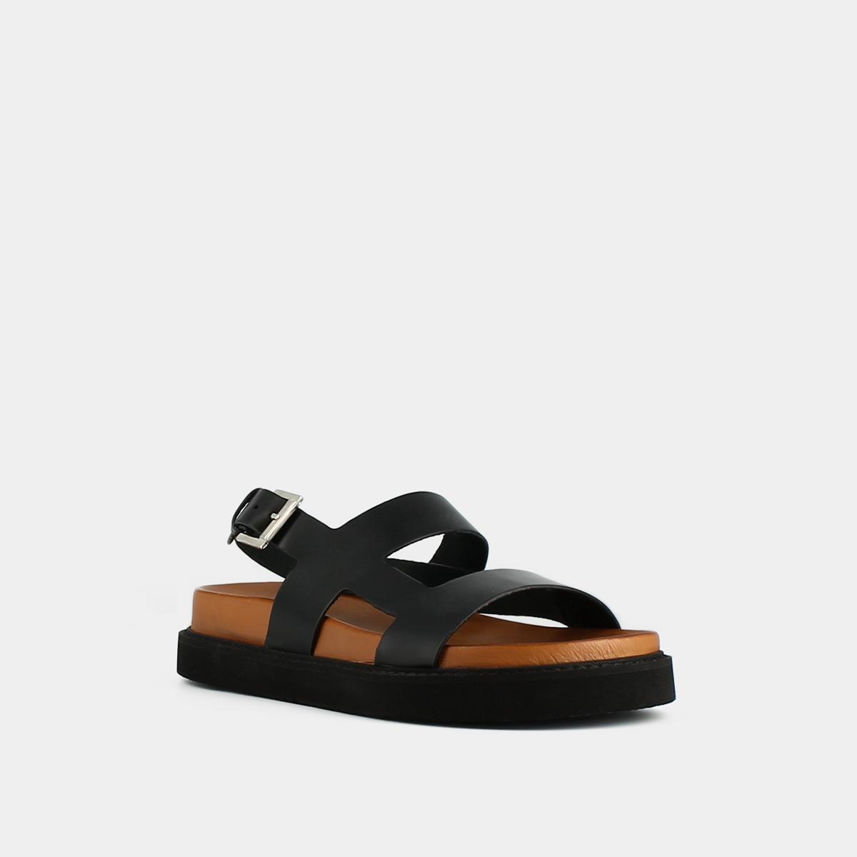Jonak Lagune Platform Sandals, Black Shiny Leather