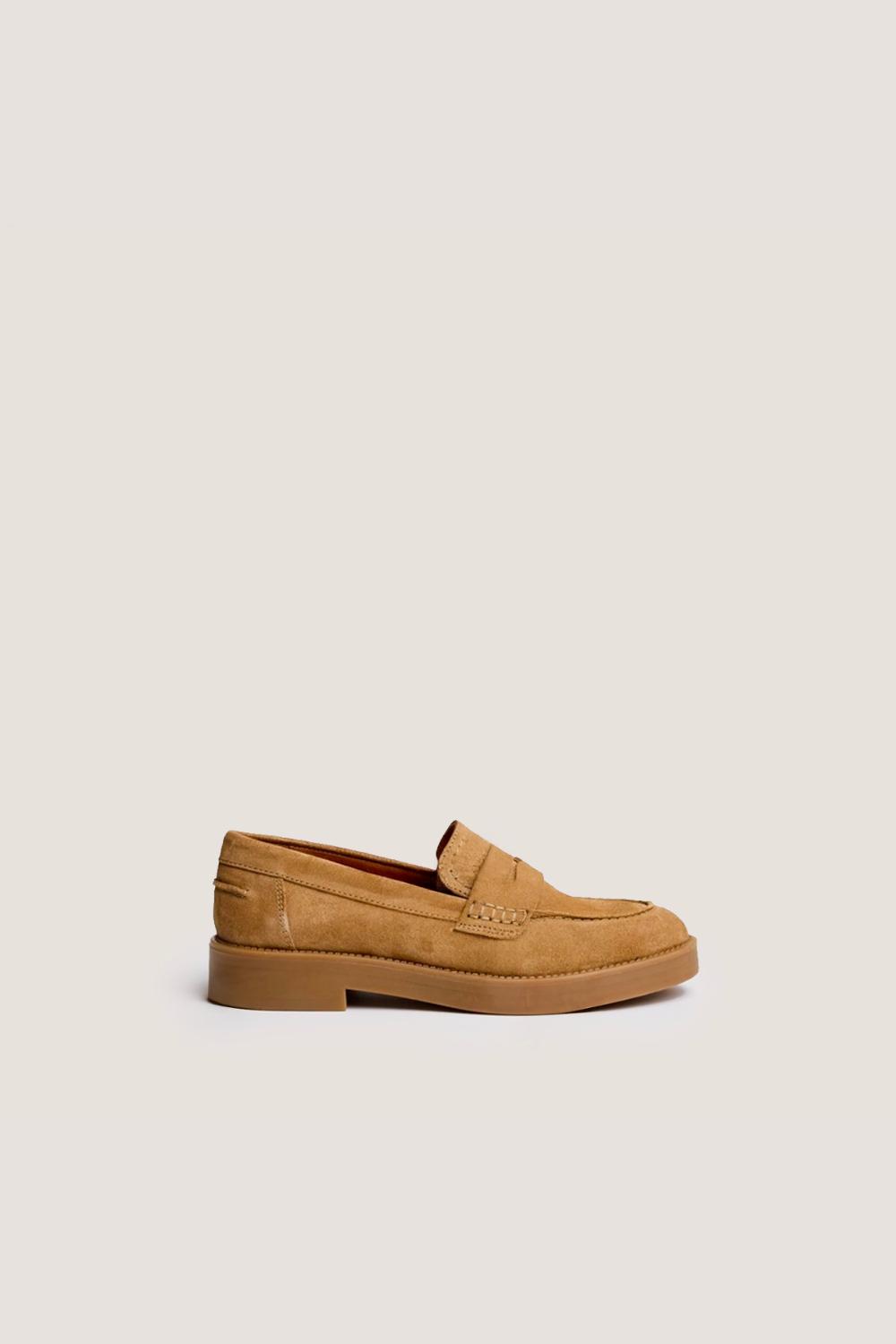 3200381-40 (3) Jonak Mirna Loafers, Taupe Split Leather