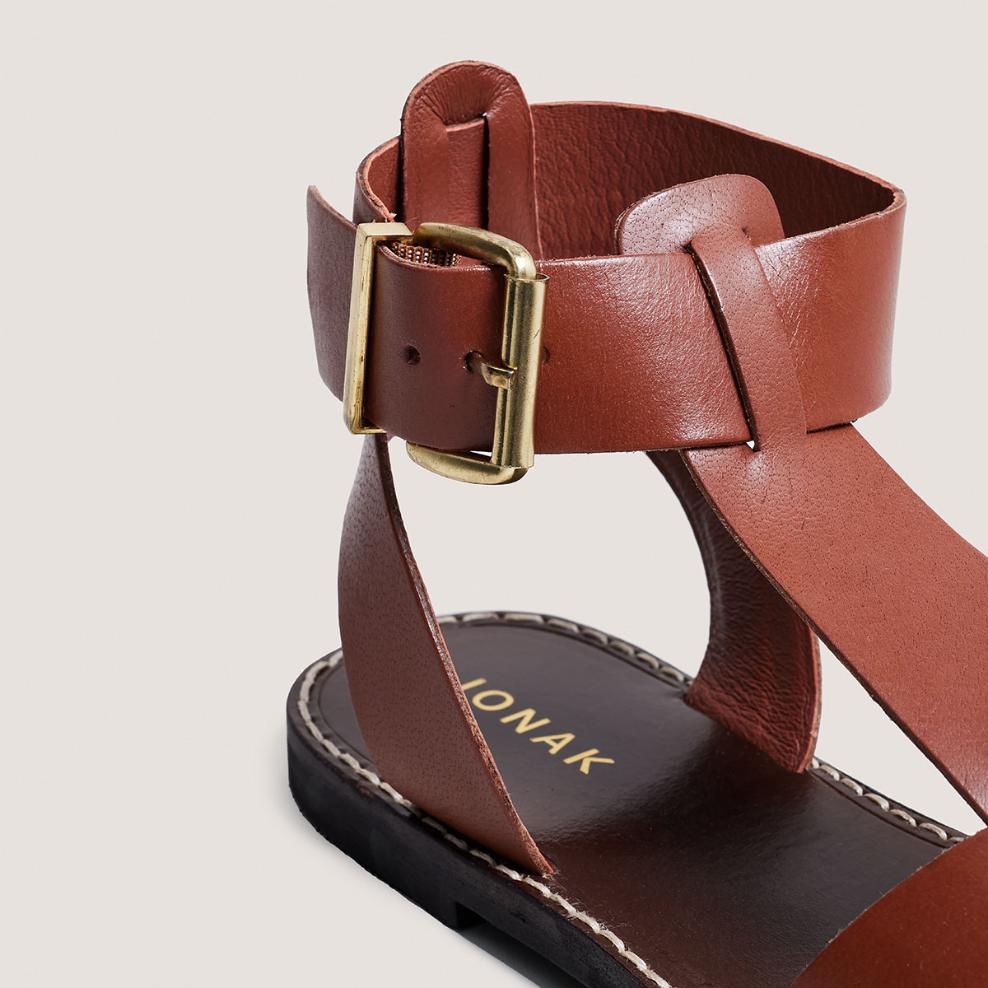 Jonak Whisper Sandals, Cognac Leather.