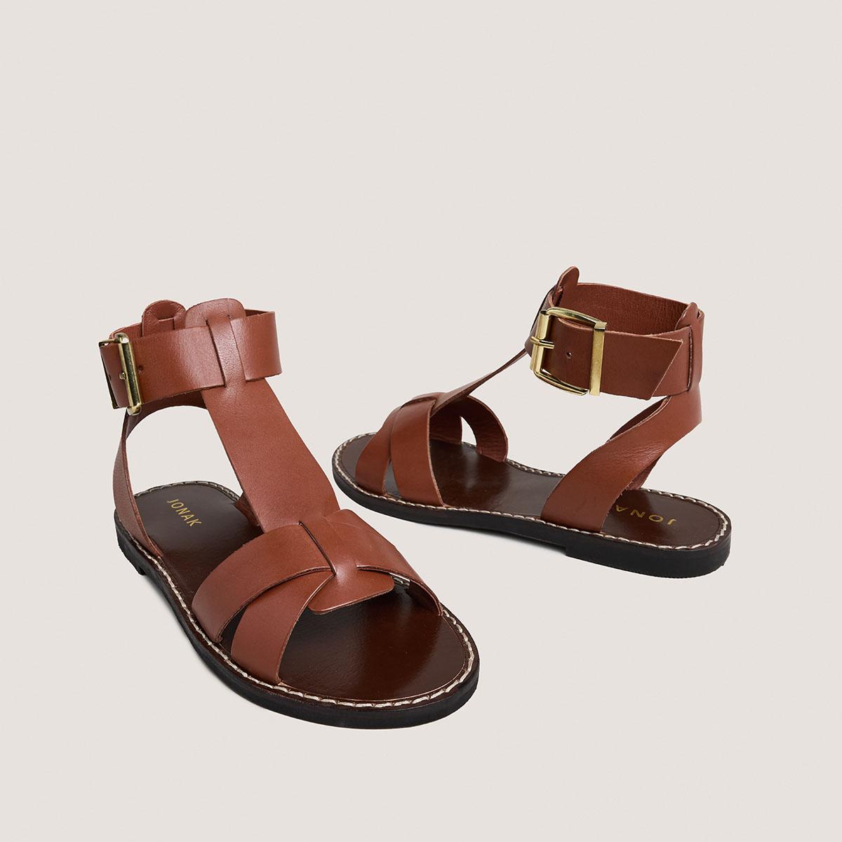 Jonak Whisper Sandals, Cognac Leather.