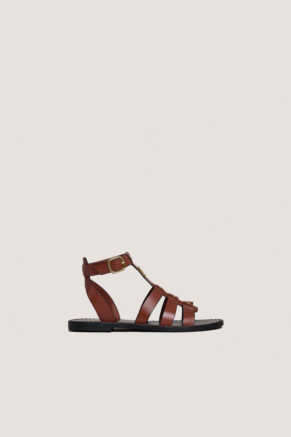 Jonak Wan Sandals, Cognac Leather,
