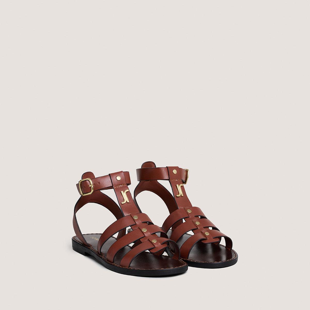 Jonak Wan Sandals, Cognac Leather,