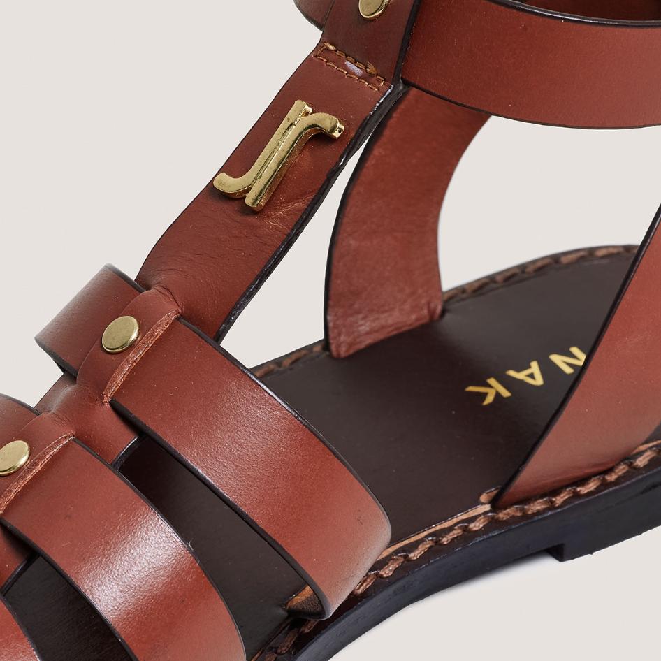Jonak Wan Sandals, Cognac Leather,