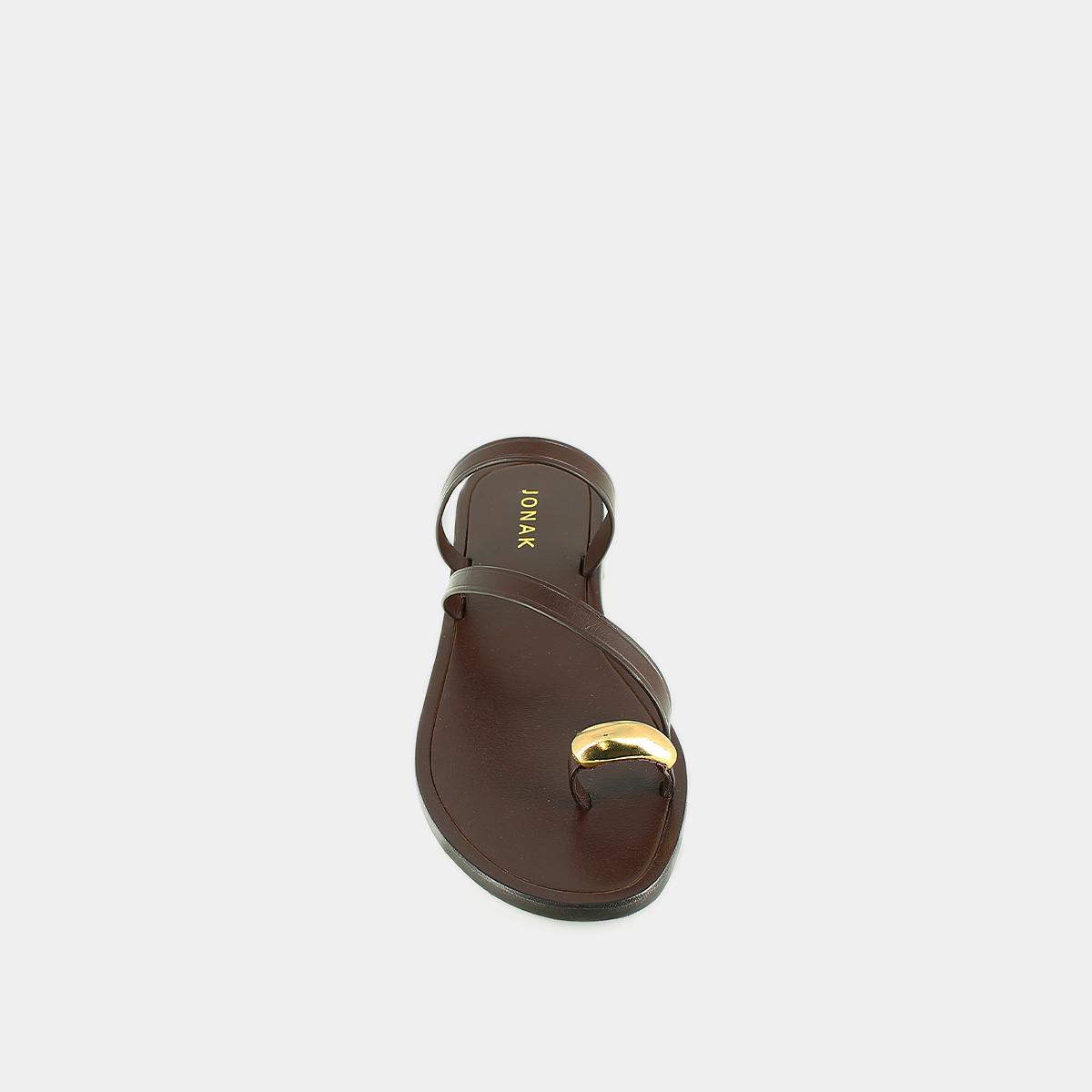 3800026-24 (1) Jonak Wife Sandals, Dark Brown Leather