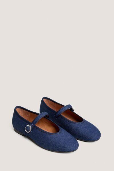 Jonak Deesse Ballet Flats, Dark Blue Denim