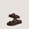 3800317-22 (2) Jonak Luana Platform Sandals, Brown Split Leather
