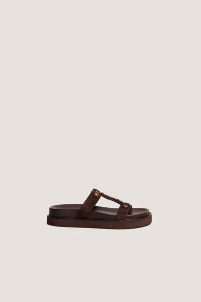 Jonak Luana Platform Sandals, Brown Split Leather