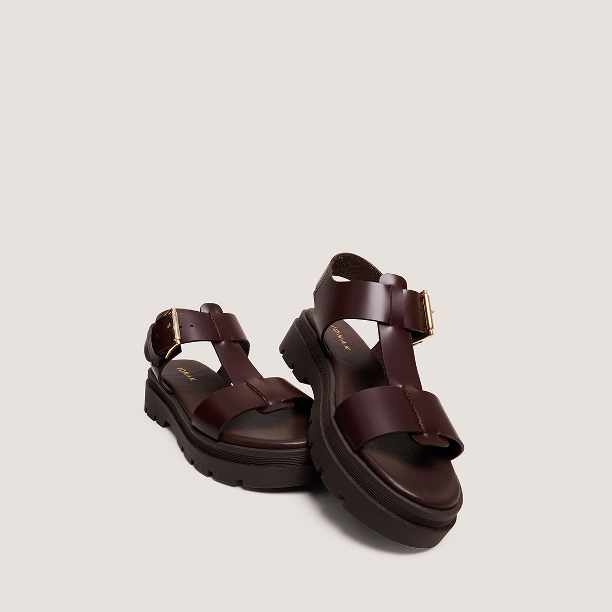 Jonak Lisbonne Sandals, Brown Leather