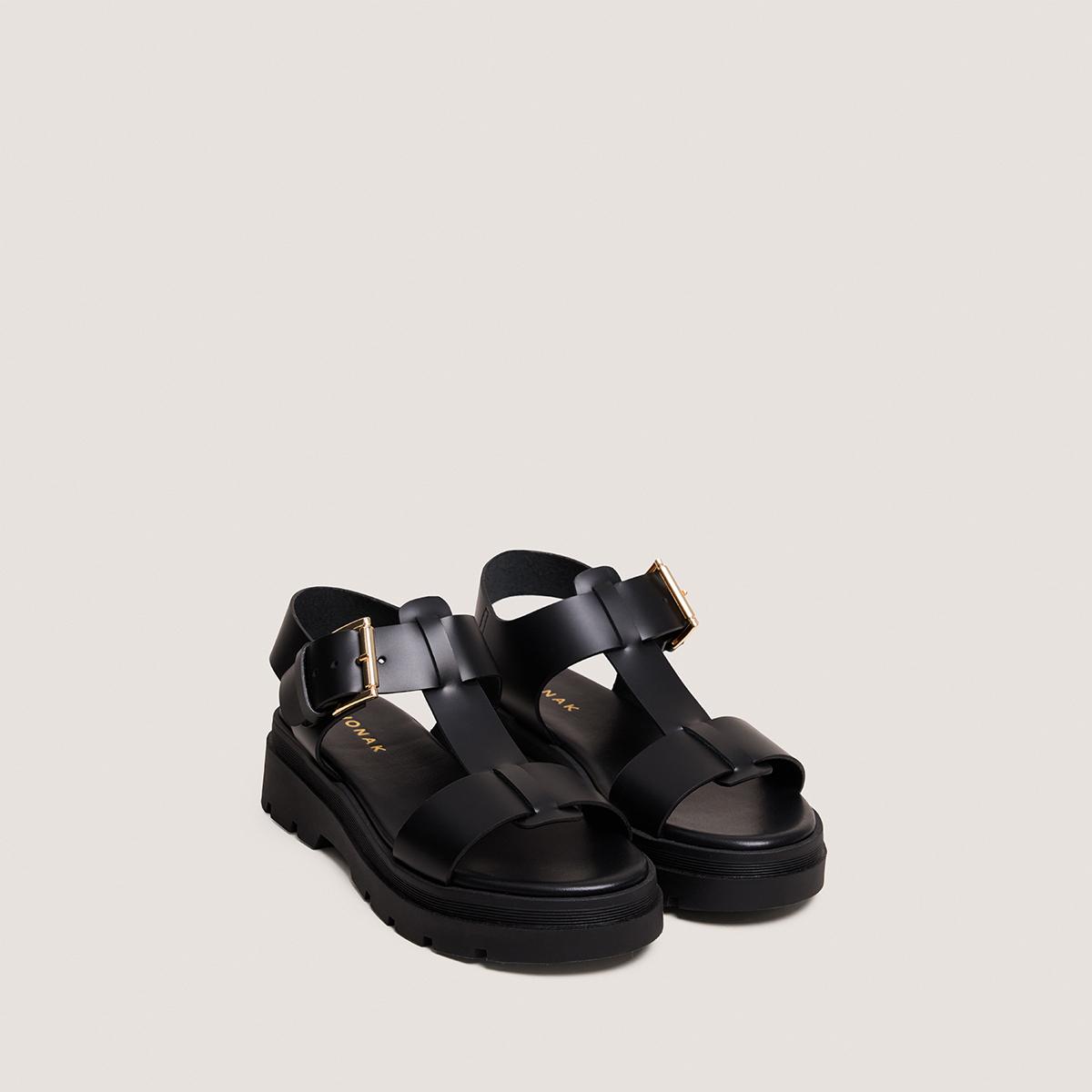 3800333-26 (2) Jonak Lisbonne Sandals, Black Leather