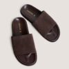 3800346-24 (1) Jonak Warner Flat Mules, Dark Brown Split Leather