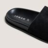 3800346-26 (2) Jonak Warner Flat Mules, Black Split Leather