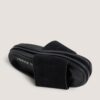 3800346-26 (3) Jonak Warner Flat Mules, Black Split Leather