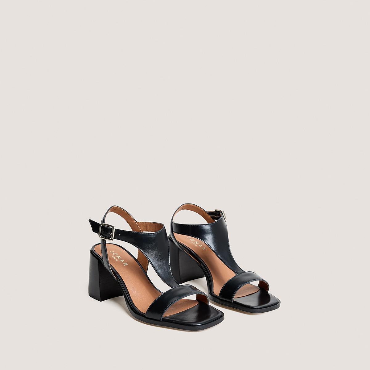 3800369-26 (3) Jonak Vodka Heeled Sandals, Black Leather