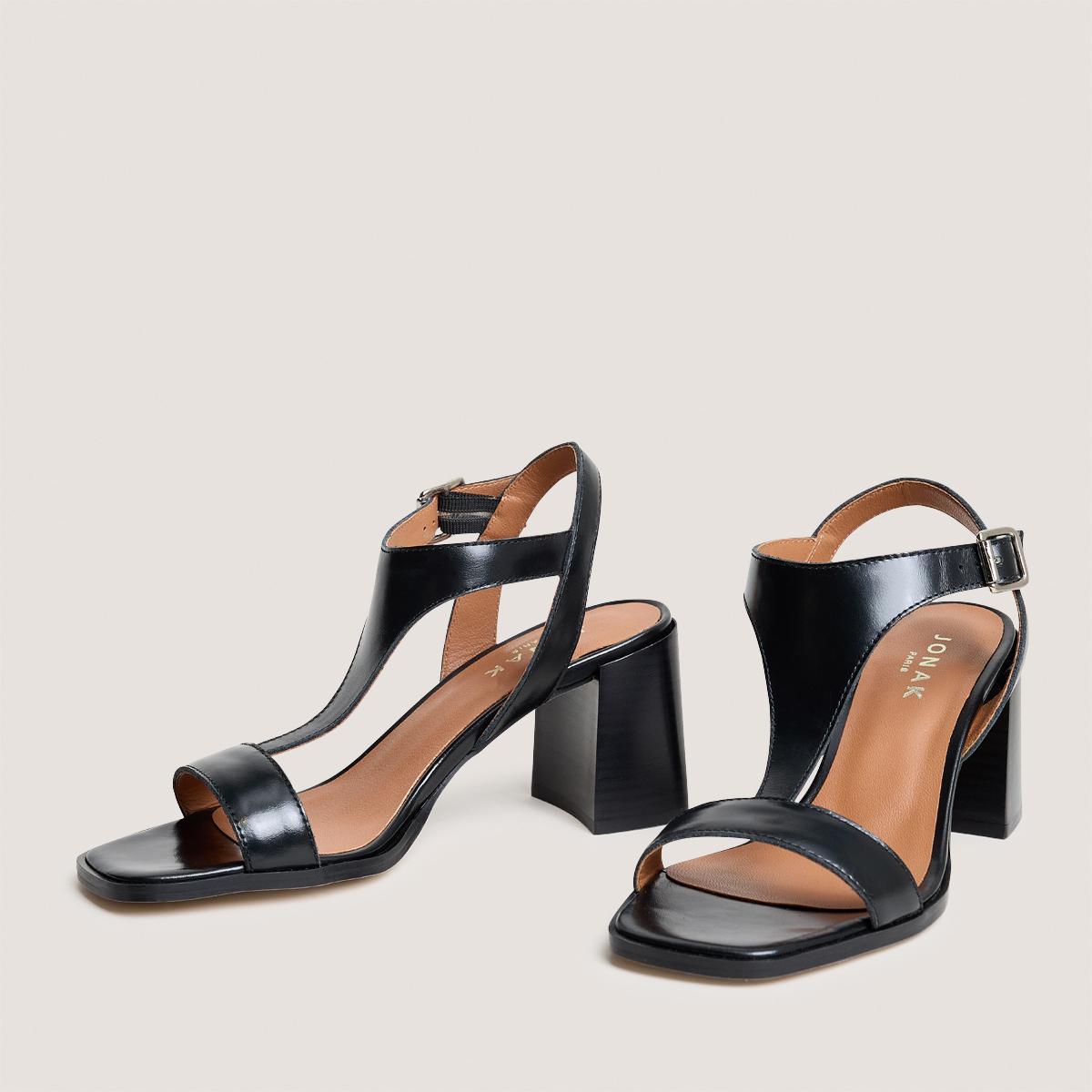 3800369-26 (5) Jonak Vodka Heeled Sandals, Black Leather