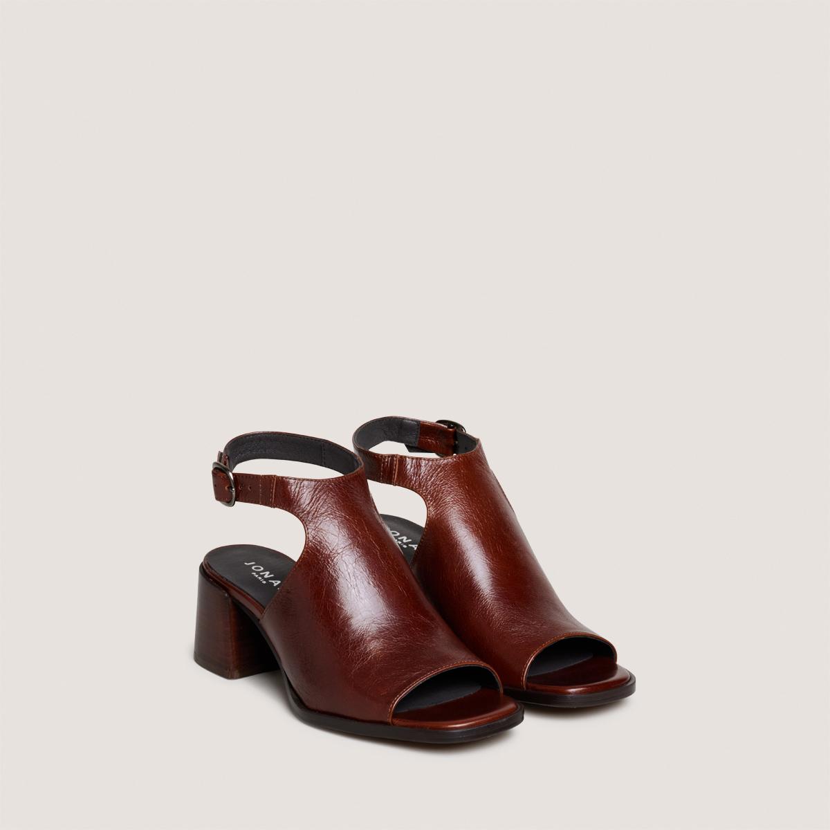 3800380-22 (4) Jonak Benita Heeled Sandals, Brown Patent Leather