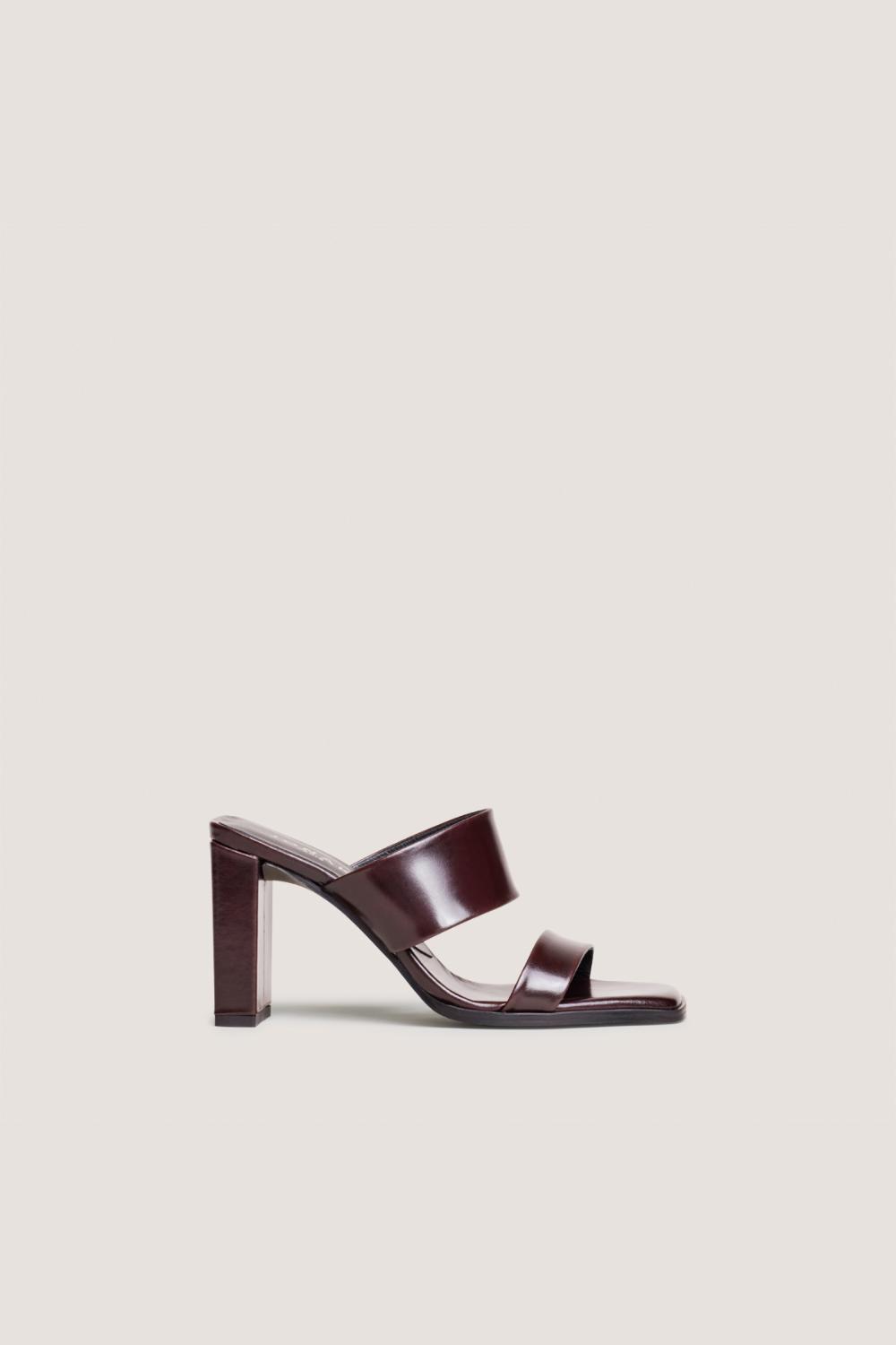 Jonak Britney Heeled Mules, Dark brown Leather