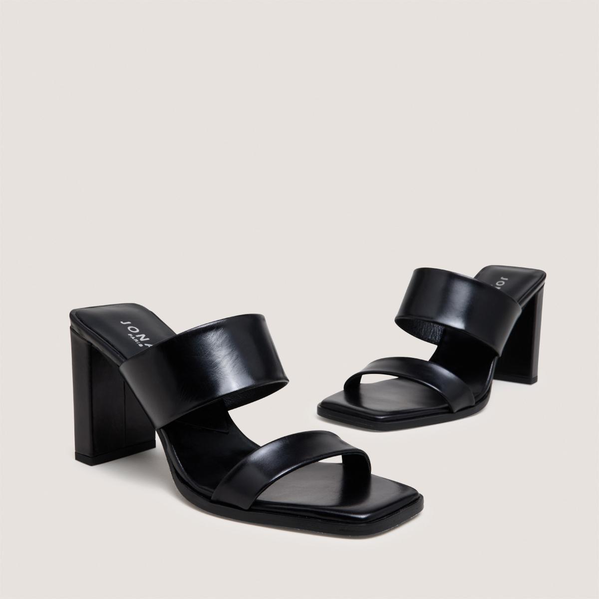 Jonak Britney Heeled Mules, Black Leather