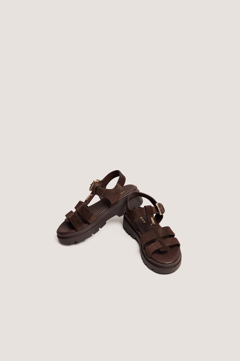 3800406-22 (1) Jonak Liverpool Platform Sandals, Brown Split Leather