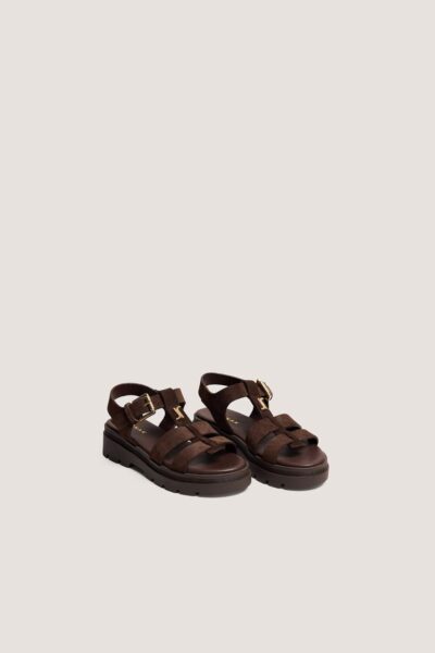 Jonak Liverpool Platform Sandals, Brown Split Leather