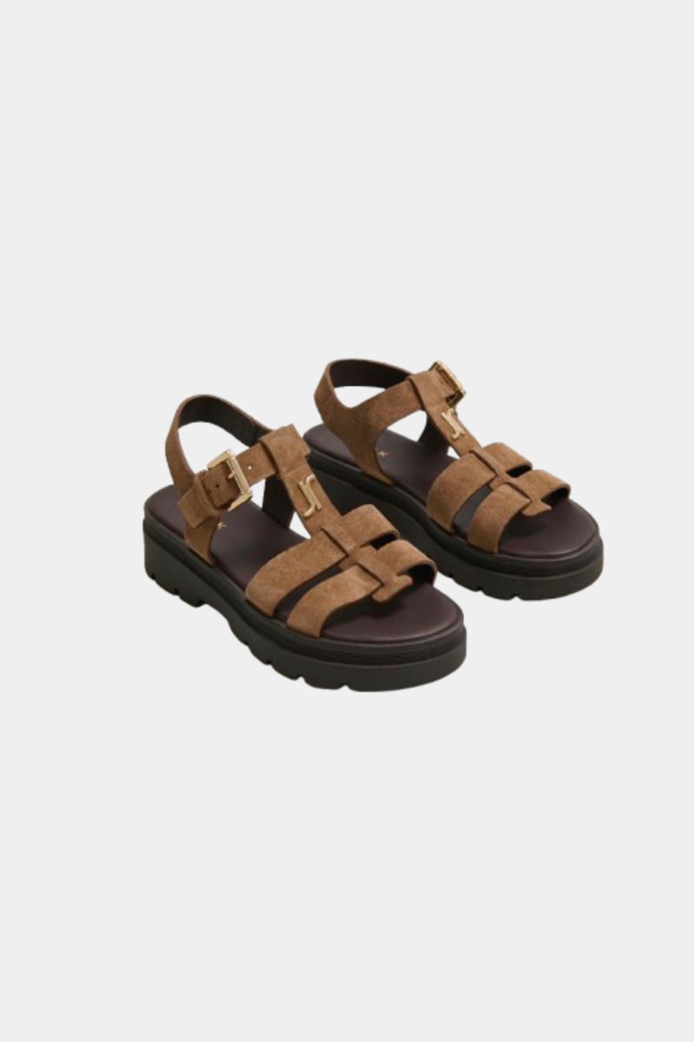 Jonak Liverpool Platform Sandals, Taupe Split Leather