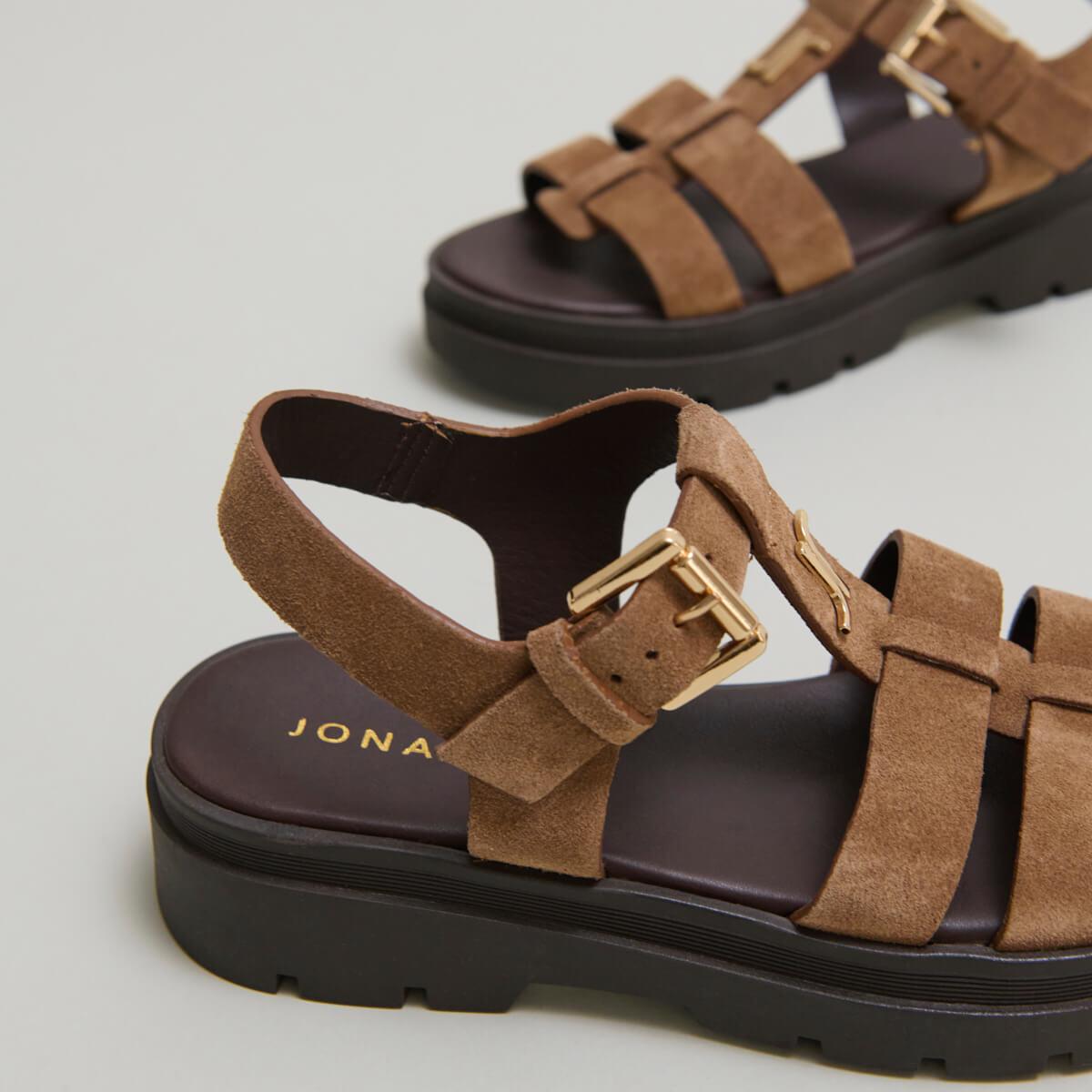 Jonak Liverpool Platform Sandals, Taupe Split Leather