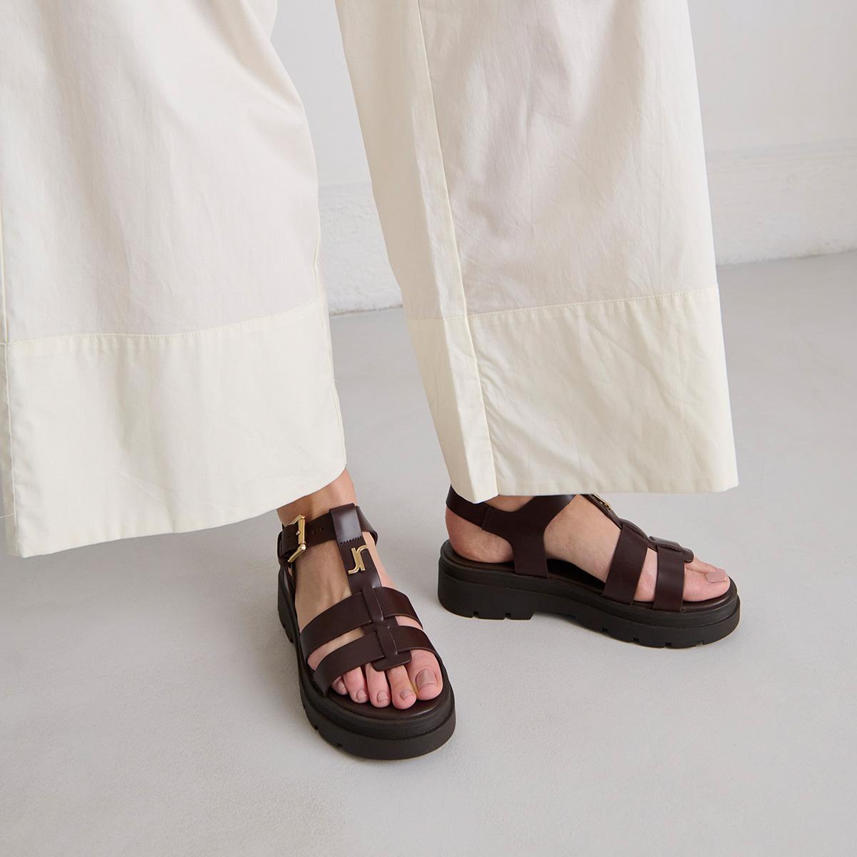 Jonak Liverpool Platform Sandals, Brown Leather