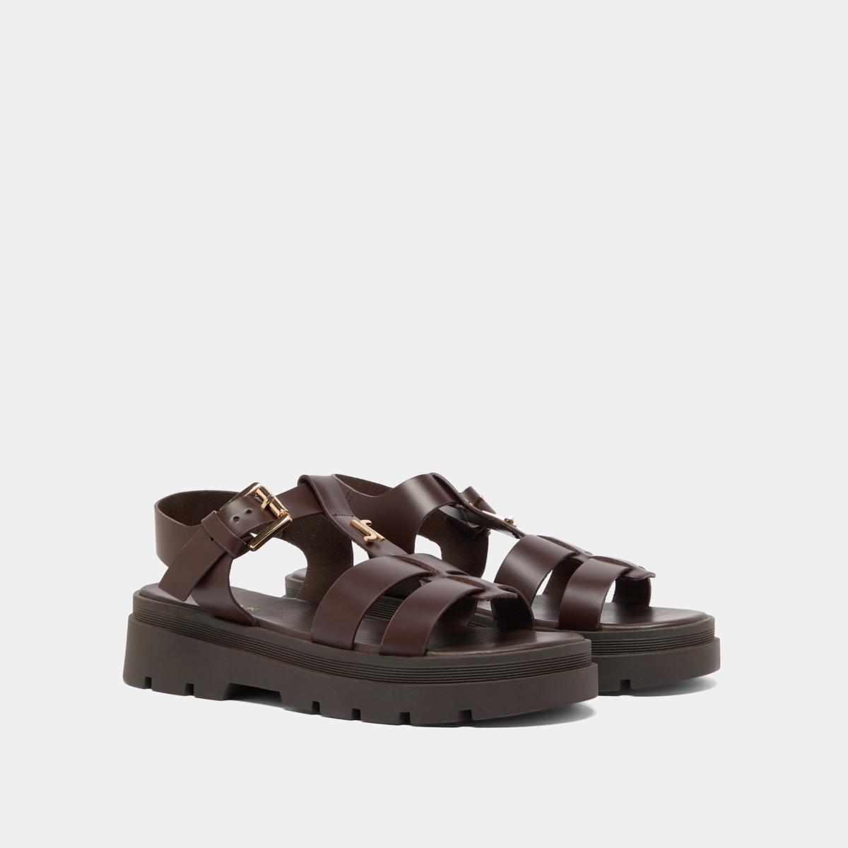Jonak Liverpool Platform Sandals, Brown Leather