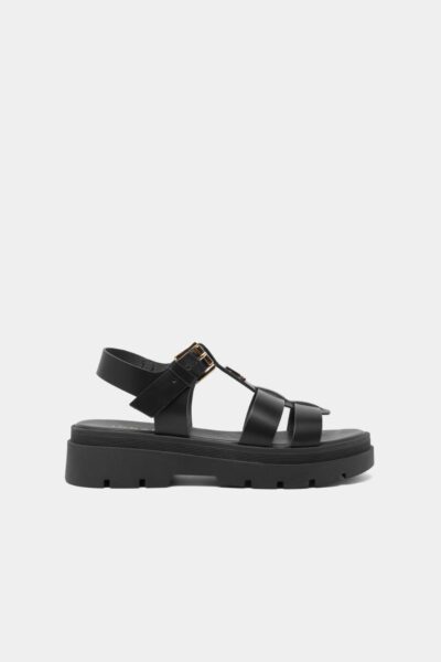 Jonak Liverpool Platform Sandals, Black Leather