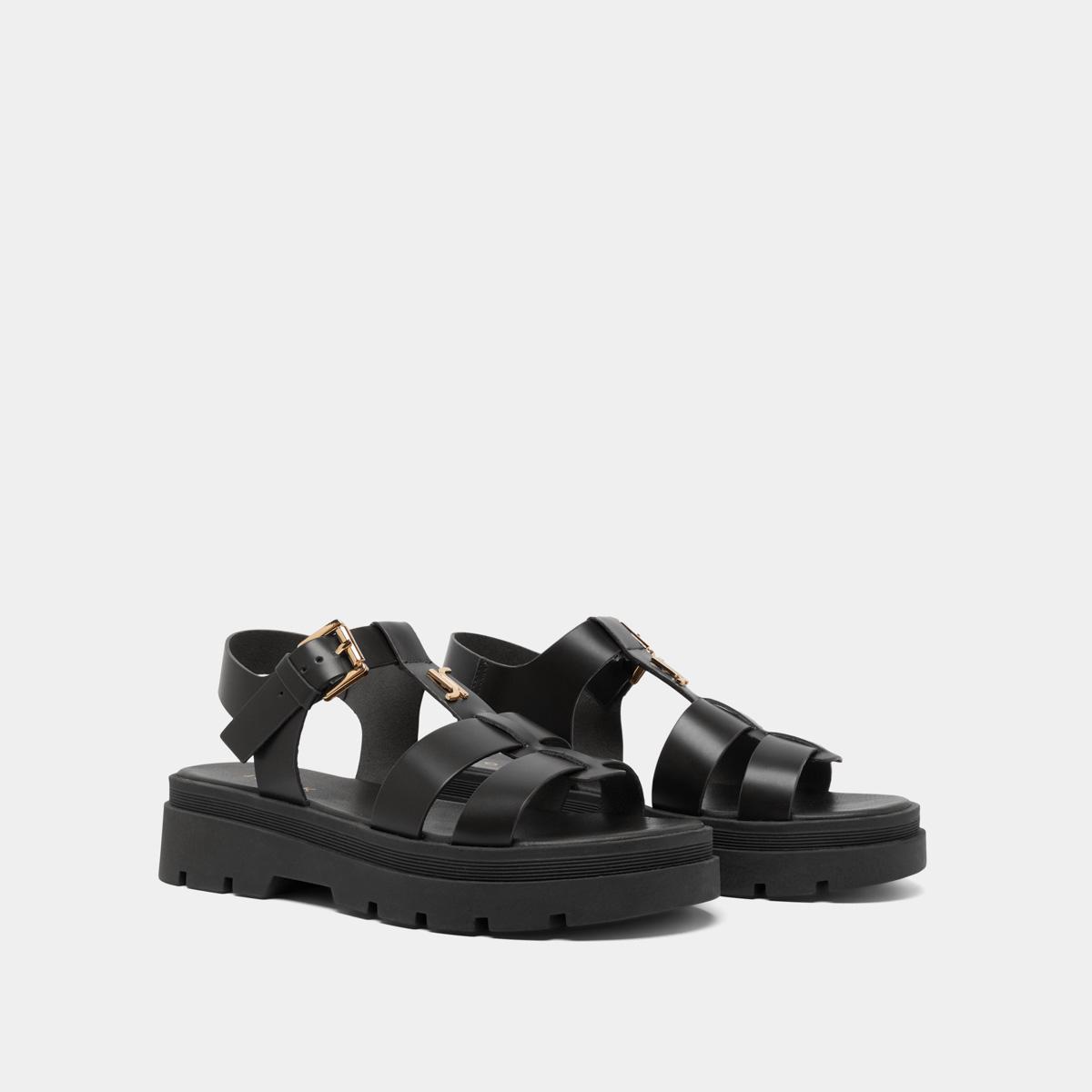 3800407-26 (3) Jonak Liverpool Platform Sandals, Black Leather